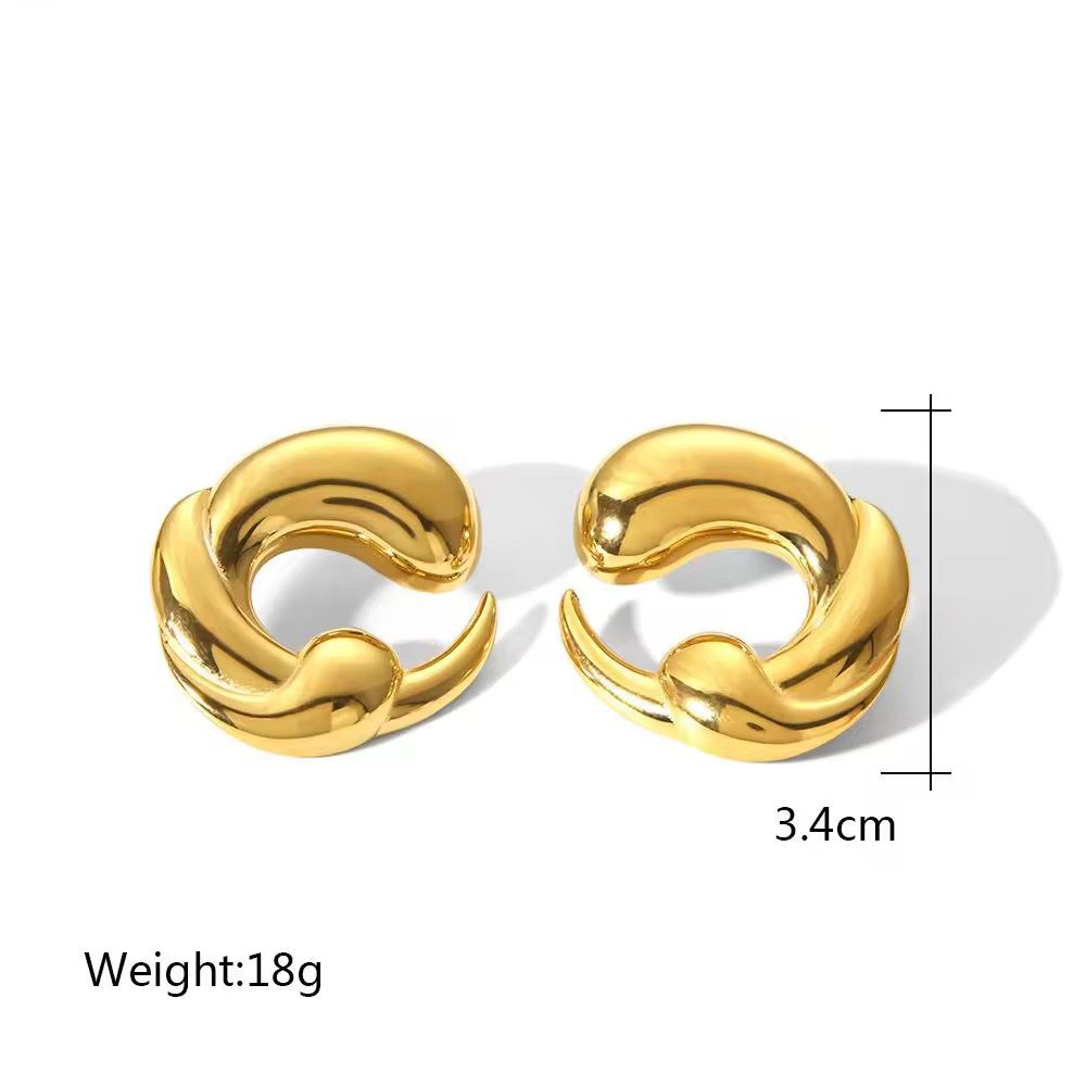 Bold Wave Hoop Earrings - 18K Gold Platted