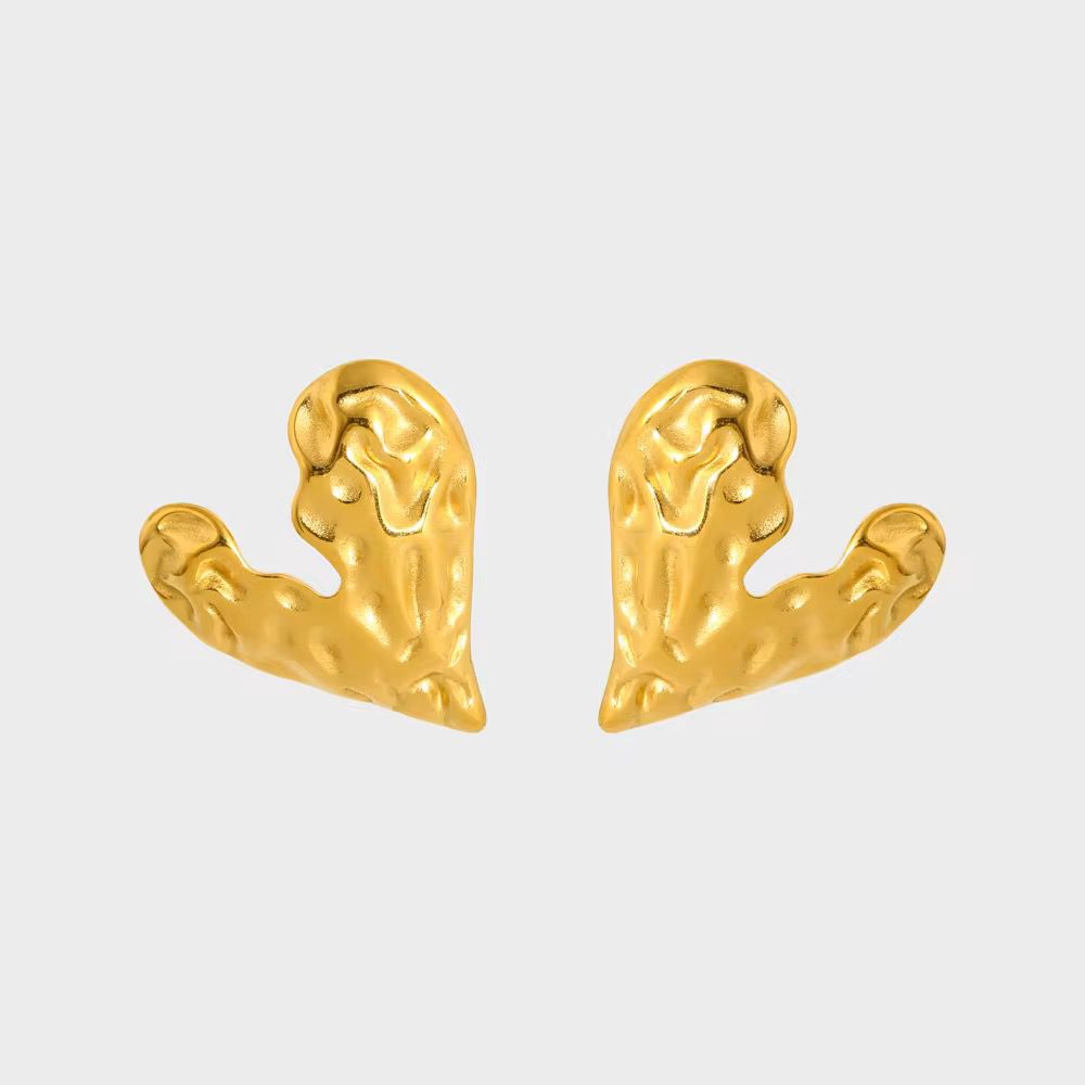 Molten Heart Studs - 18k gold-plated