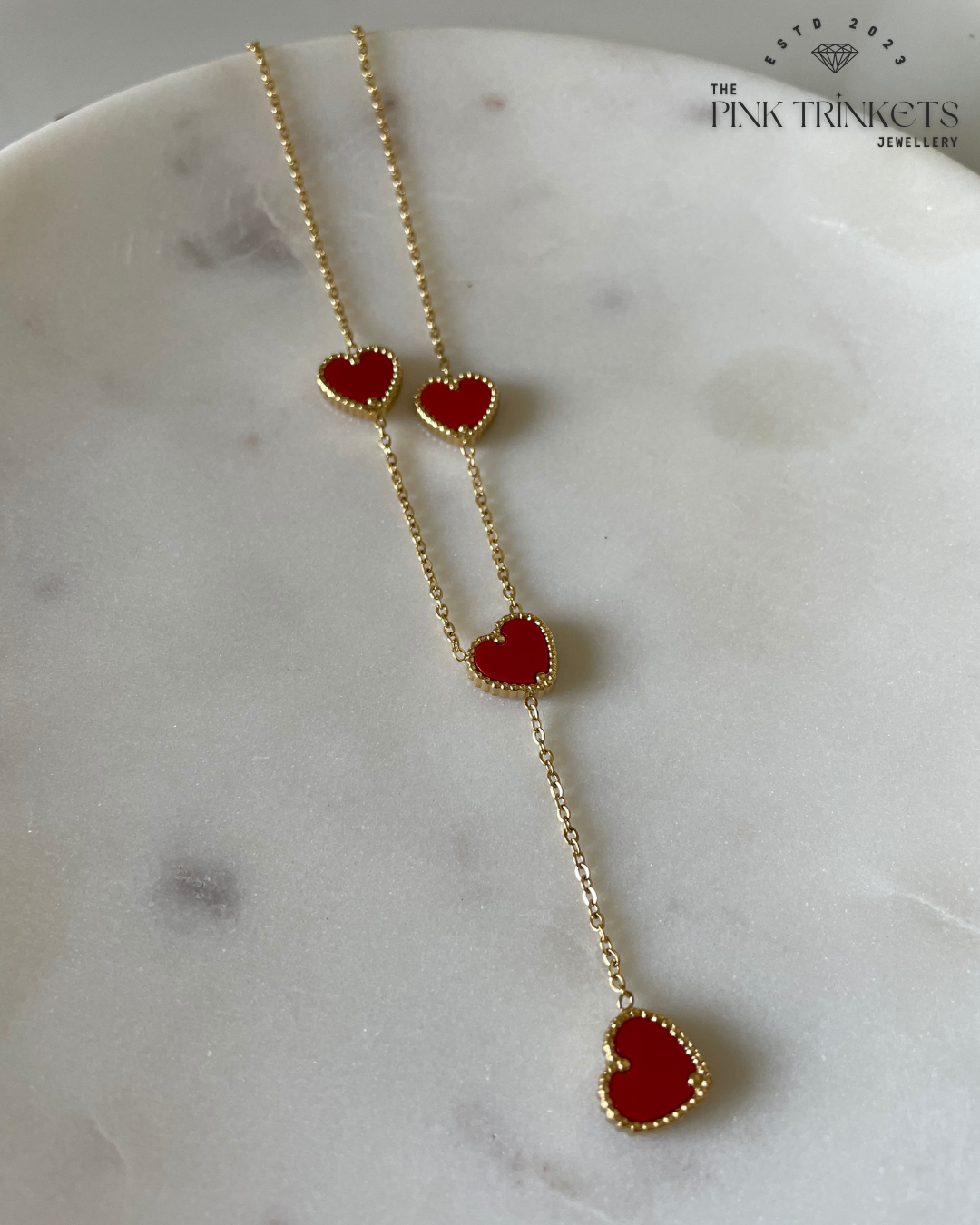 Ariana red hearts 18K Gold Plated Necklace