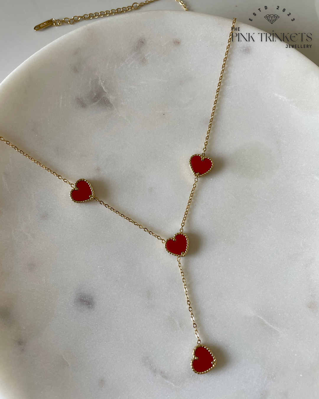 Ariana red hearts 18K Gold Plated Necklace