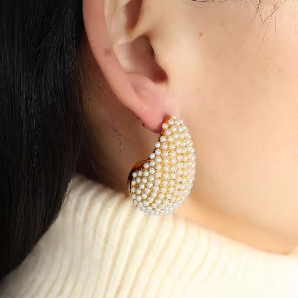 18K Gold Plated Aurora Pearl Earrings
