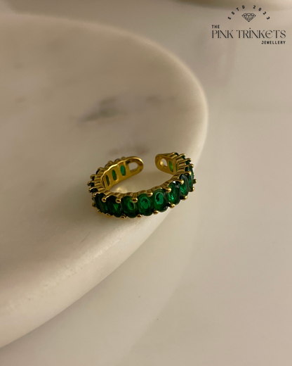 18K Gold Plated Series of Diamond Ring (emerald)