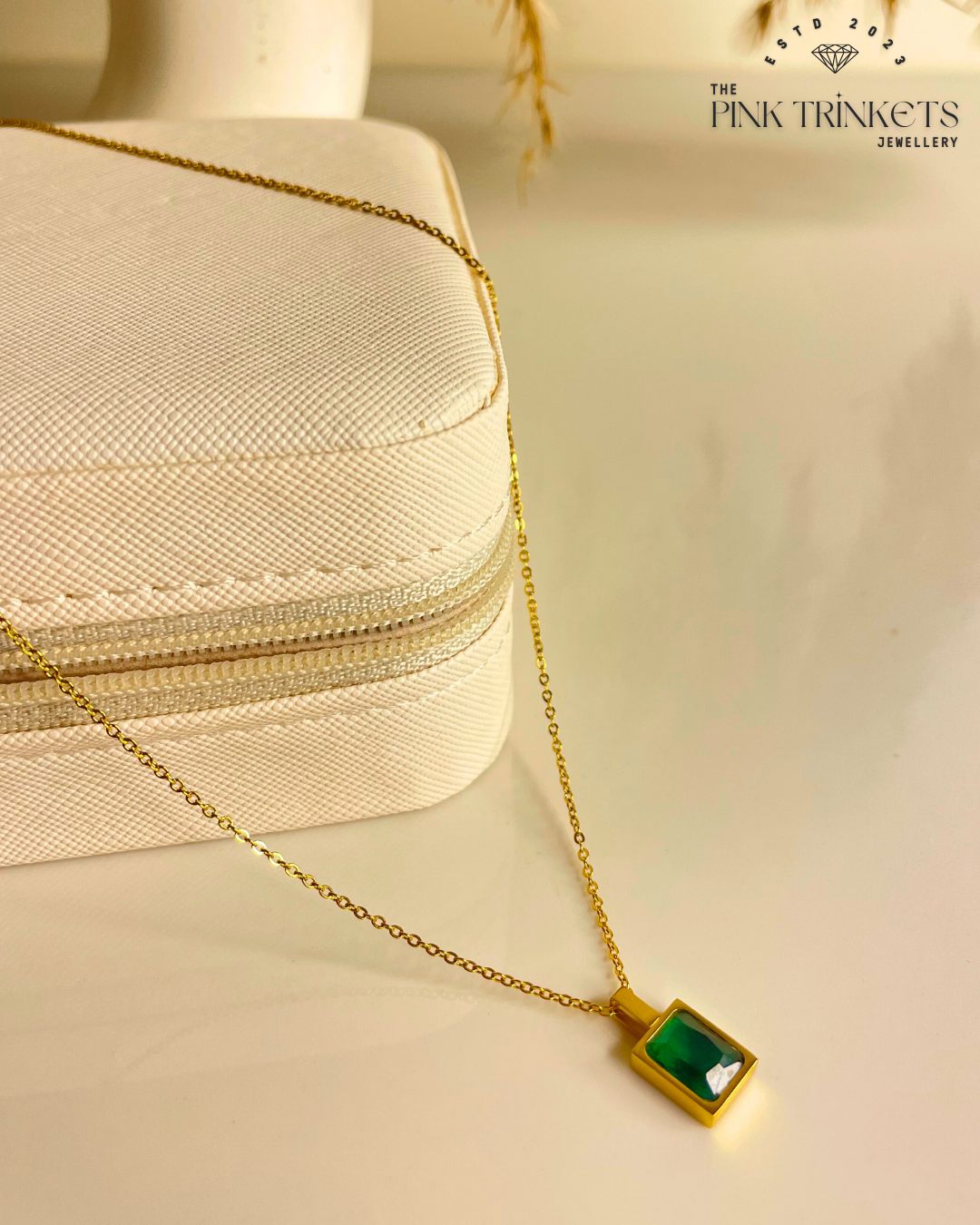 Emerald Elegance 18k Gold Plated necklace
