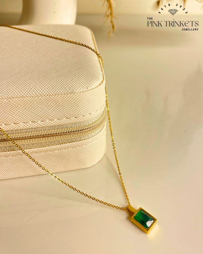 Emerald Elegance 18k Gold Plated necklace