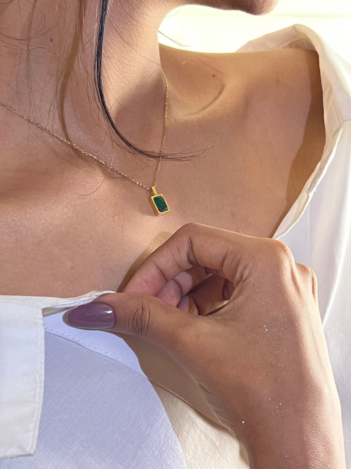 Emerald Elegance 18k Gold Plated necklace