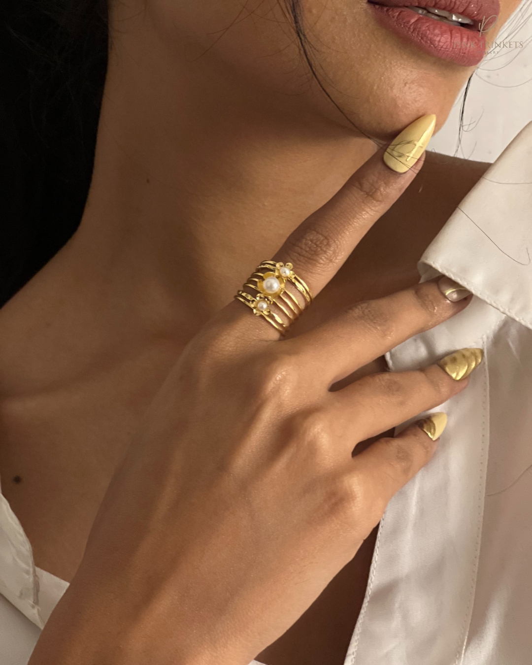 18K Gold Plated Pearl Ring( adjustable)