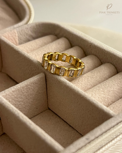 Aurora: 18k Gold Plated Crystal Studded Ring