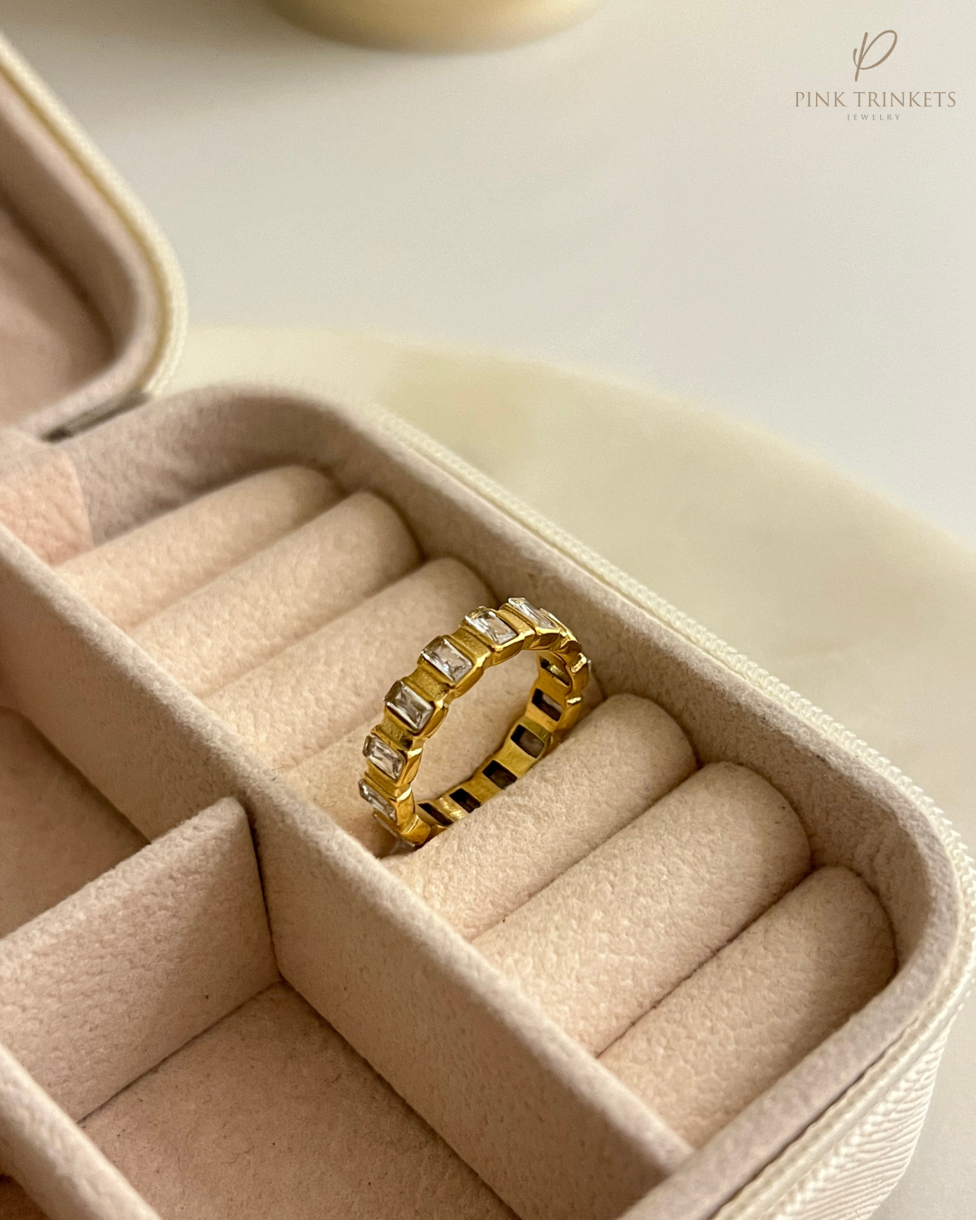 Aurora: 18k Gold Plated Crystal Studded Ring
