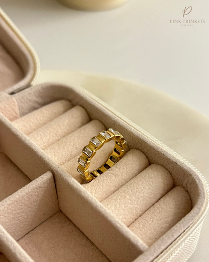 Aurora: 18k Gold Plated Crystal Studded Ring