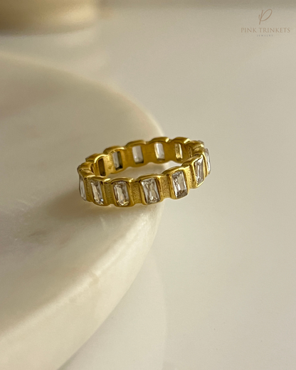 Aurora: 18k Gold Plated Crystal Studded Ring