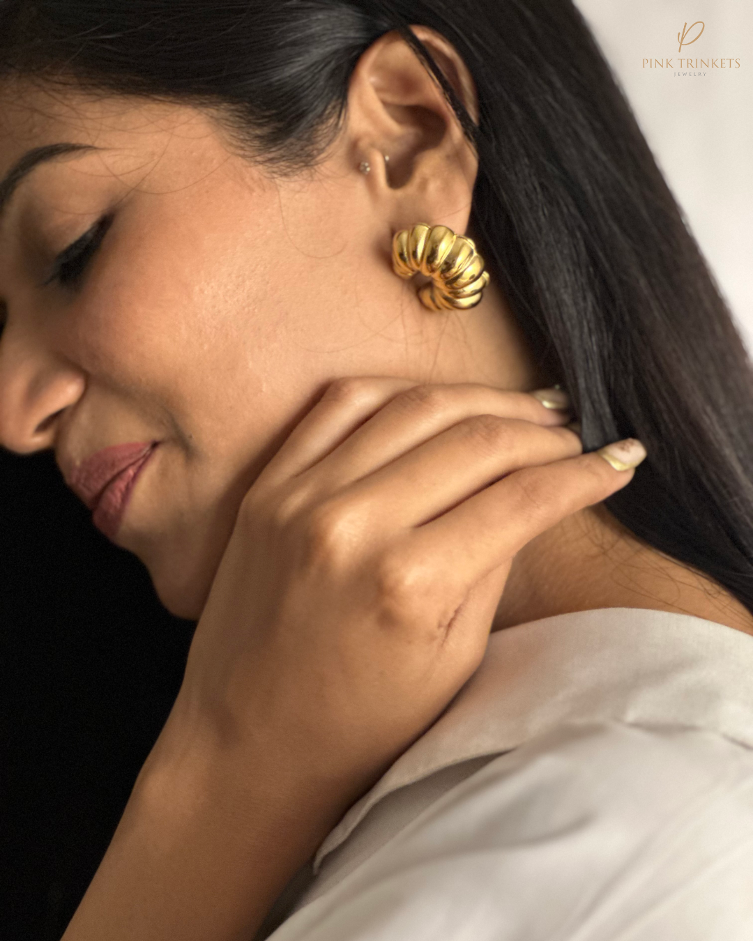 Croissant: 18k Gold Plated Croissant Studs