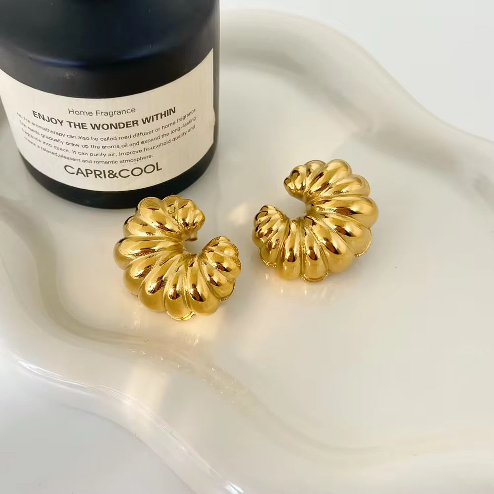 Croissant: 18k Gold Plated Croissant Studs