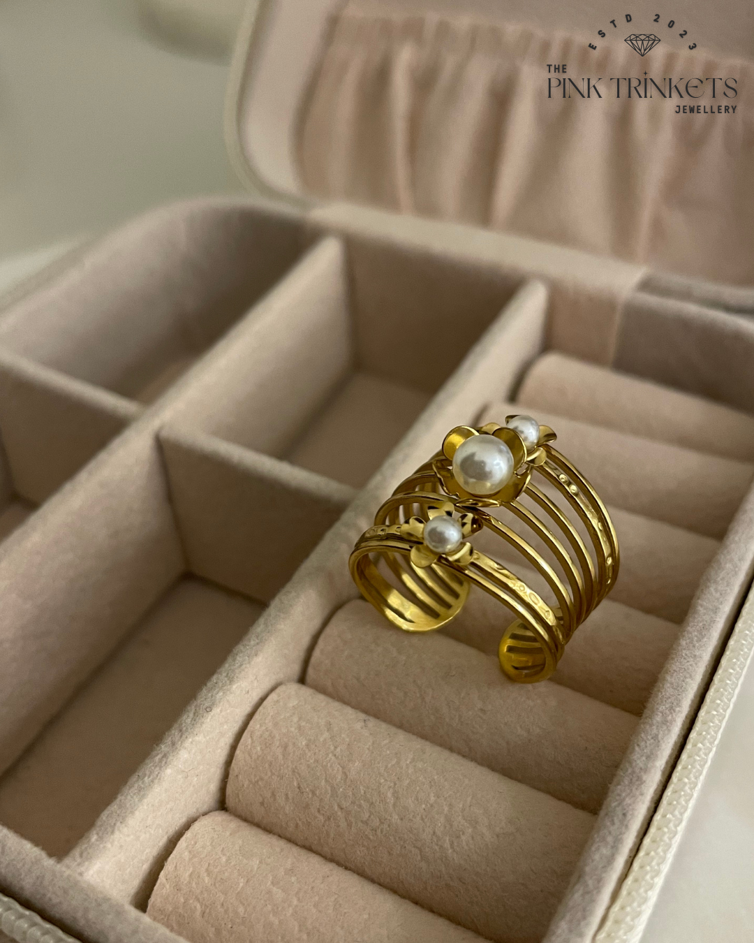 18K Gold Plated Pearl Ring( adjustable)