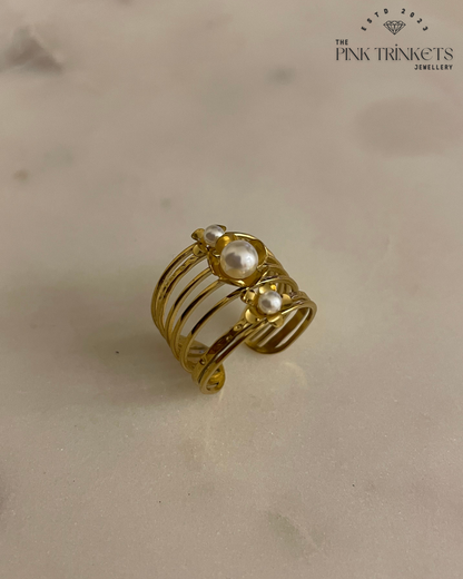 18K Gold Plated Pearl Ring( adjustable)