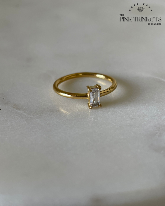 White Crystal 18K Gold Plated Ring