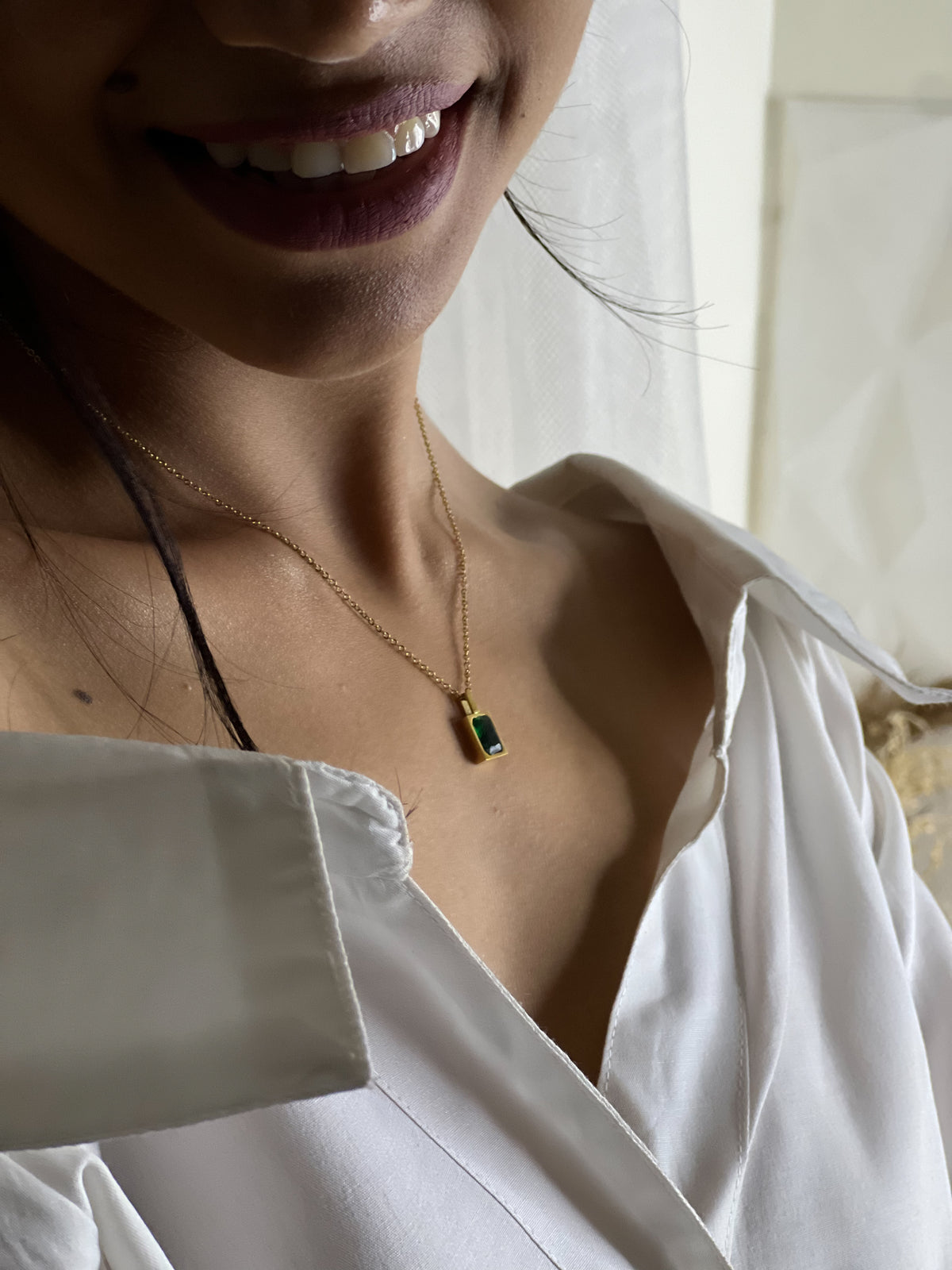 Emerald Elegance 18k Gold Plated necklace