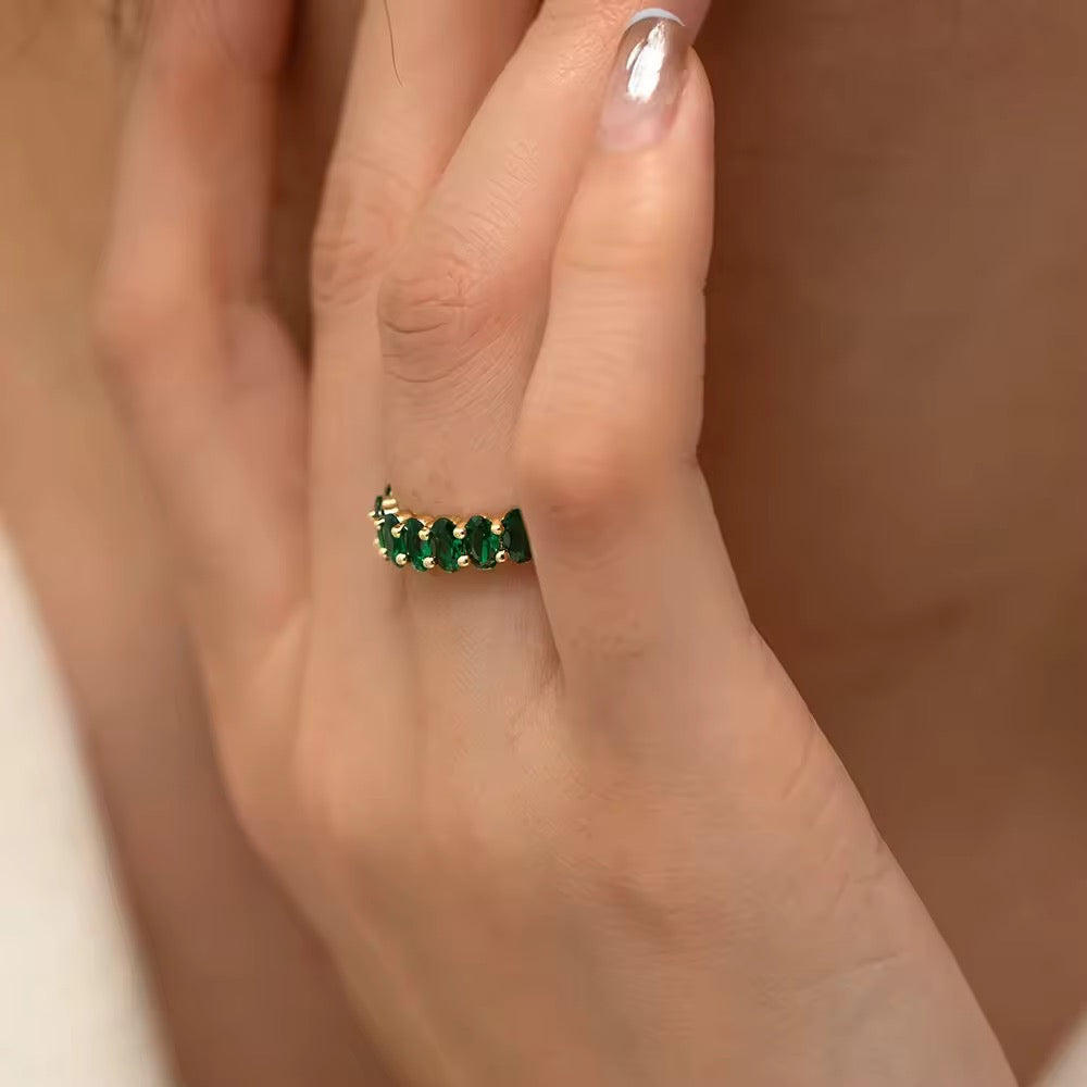 18K Gold Plated Series of Diamond Ring (emerald)