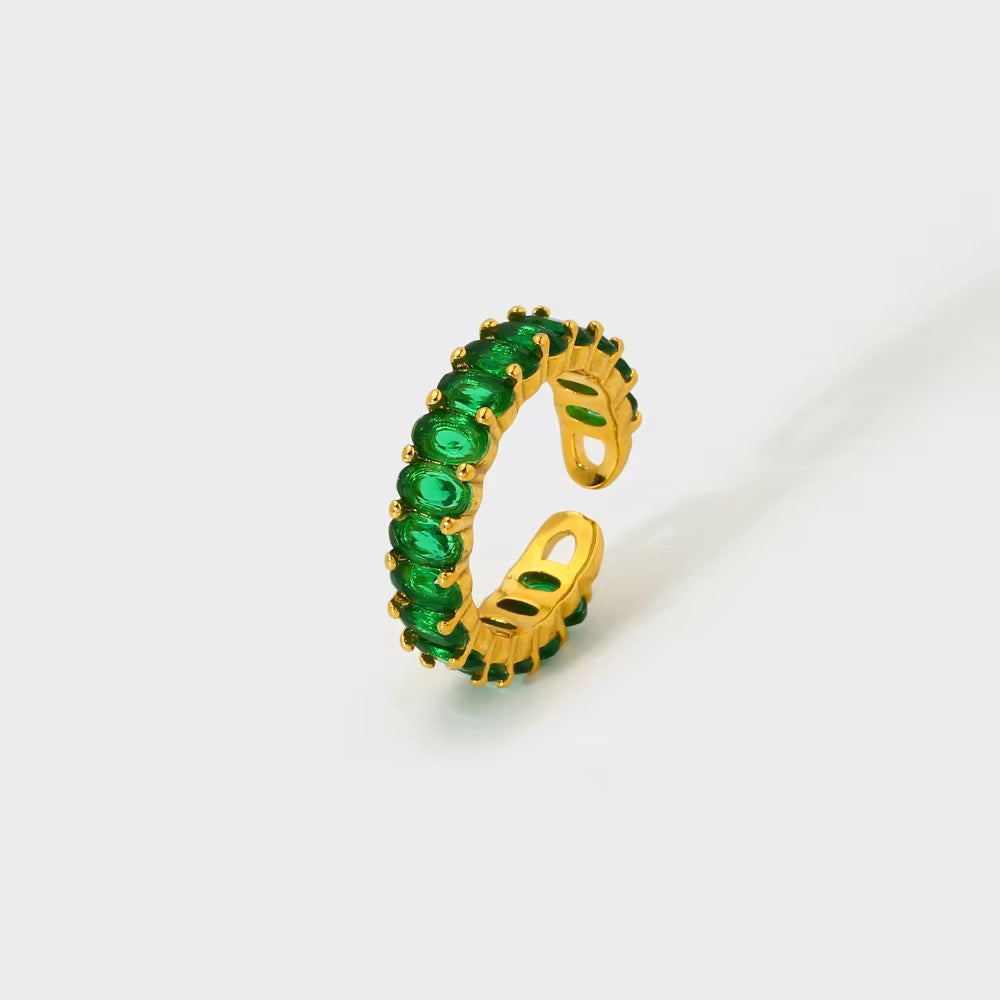 18K Gold Plated Series of Diamond Ring (emerald)