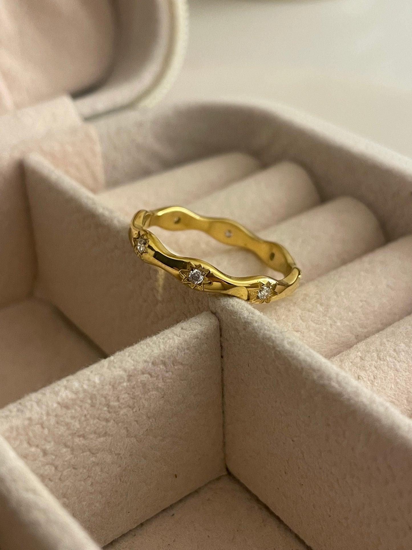 Gleaming Curve 18k Gold Plated Ring