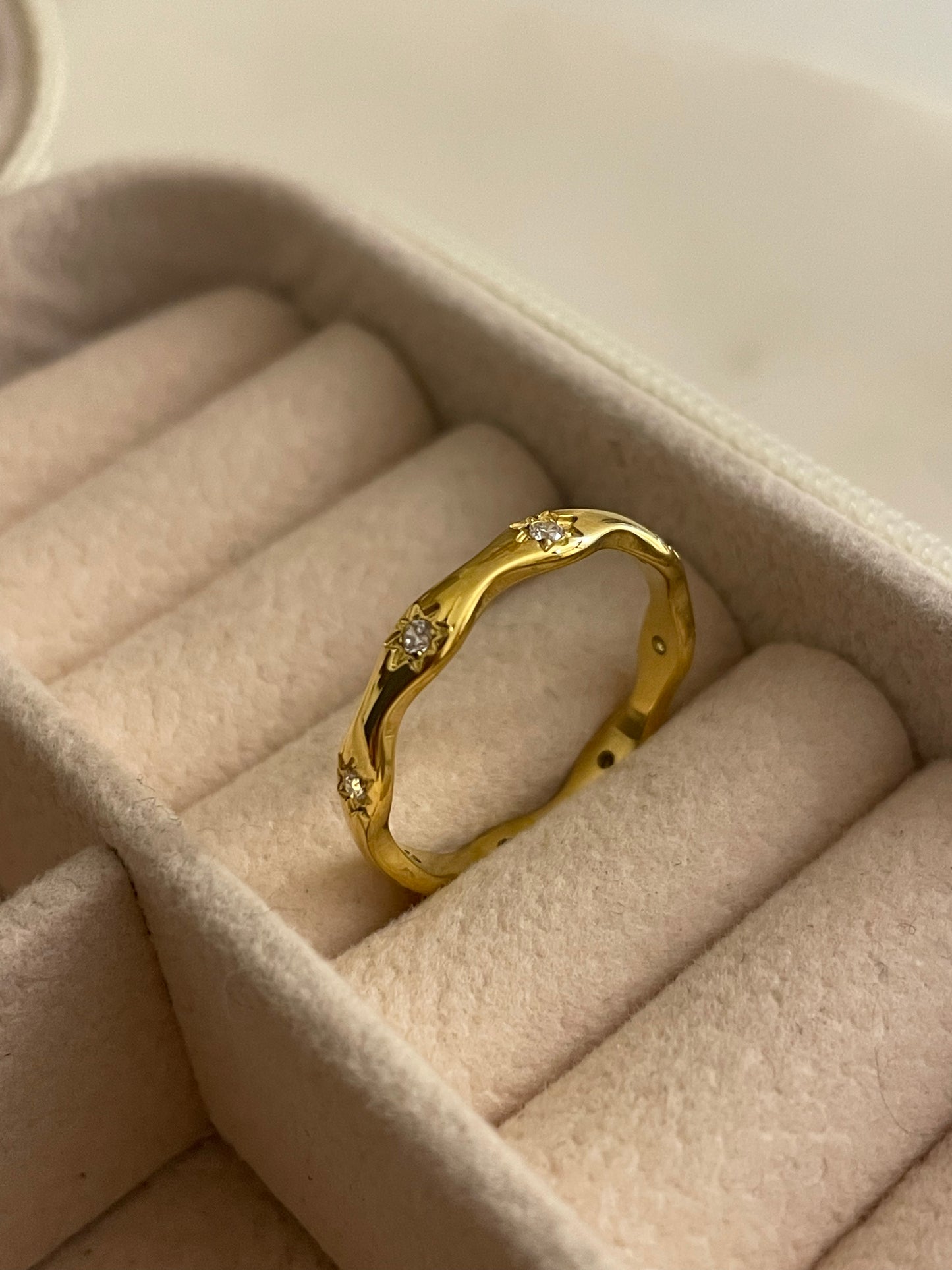 Gleaming Curve 18k Gold Plated Ring