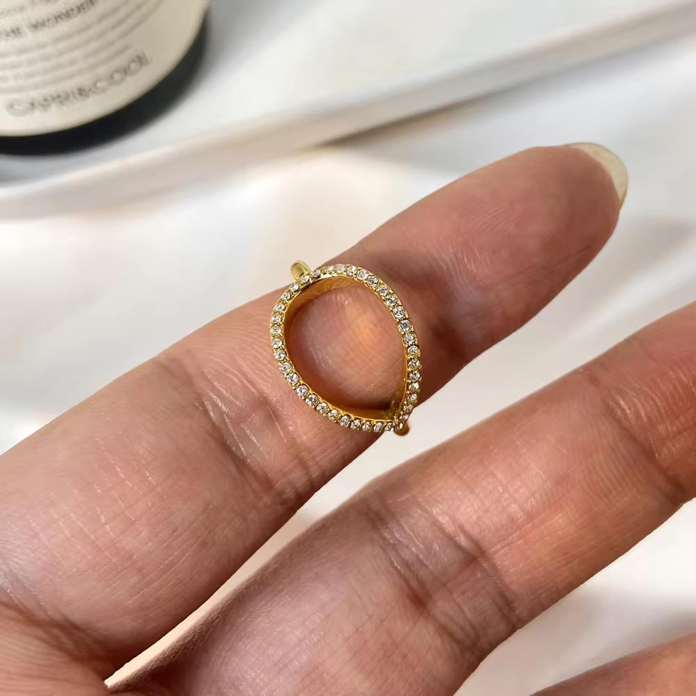 Sparkle Edge Open Ring - 18k gold-plated ring