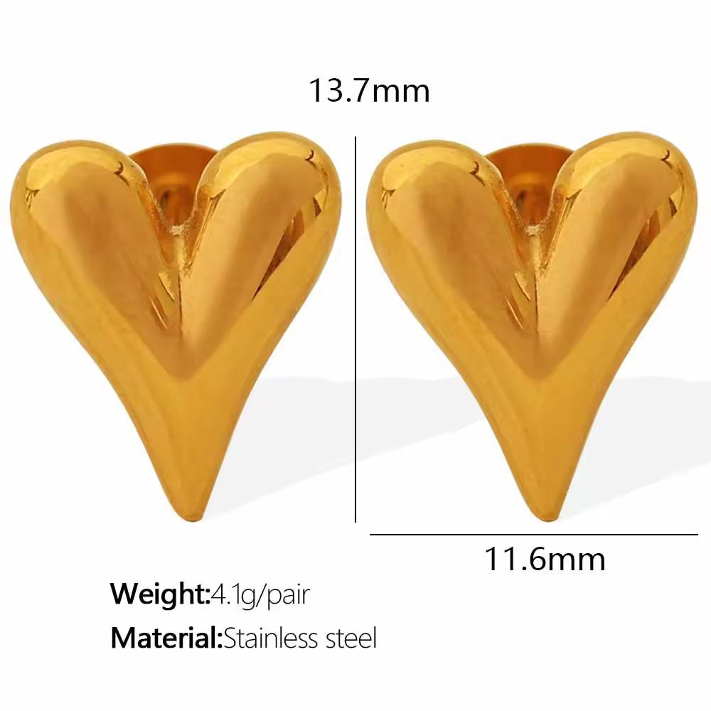 Melted Heart Studs - 18k gold-plated
