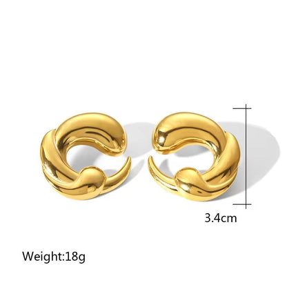 Bold Wave Hoop Earrings - 18K Gold Platted