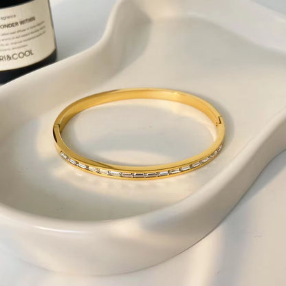 Baguette Bangle Bracelet - 18K Gold Platted