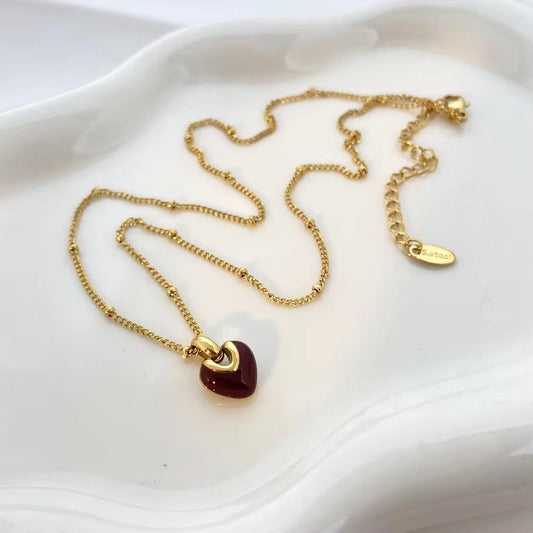 Scarlet Heart Glow Necklace - 18k gold-plated