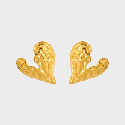 Molten Heart Studs - 18k gold-plated