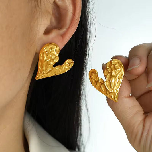 Molten Heart Studs - 18k gold-plated