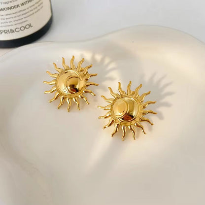 Solar Glow Stud Earrings -  18k gold-plated