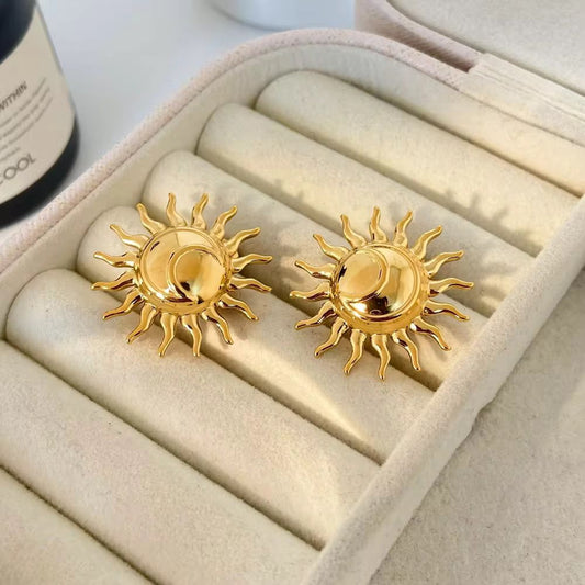 Solar Glow Stud Earrings -  18k gold-plated