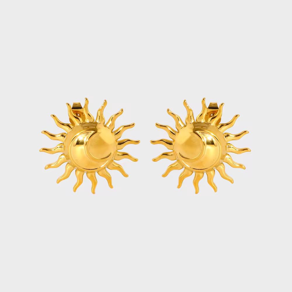 Solar Glow Stud Earrings -  18k gold-plated