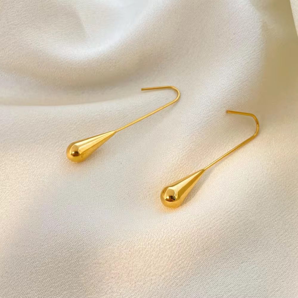 Golden Raindrop Dangle drops - 18k gold-plated