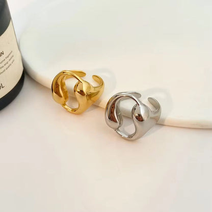Fluid Wave Open Ring – Gold & Silver